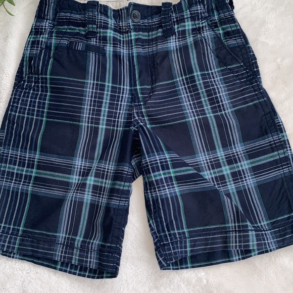 GAP Navy Blue & Green Plaid Shorts Boys 7 EUC Adjustable Waist - Picture 3 of 9